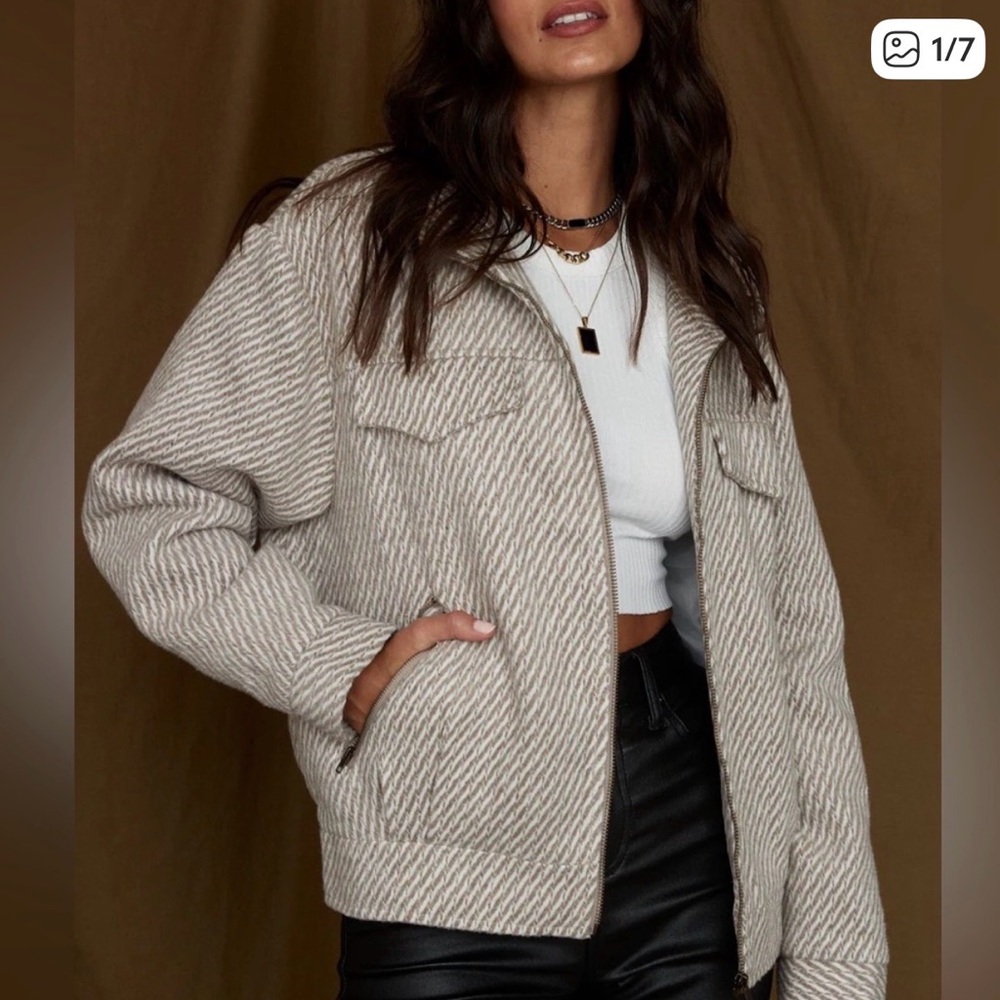12th tribe Marina taupe wool moto jacket - Picture 3 of 3